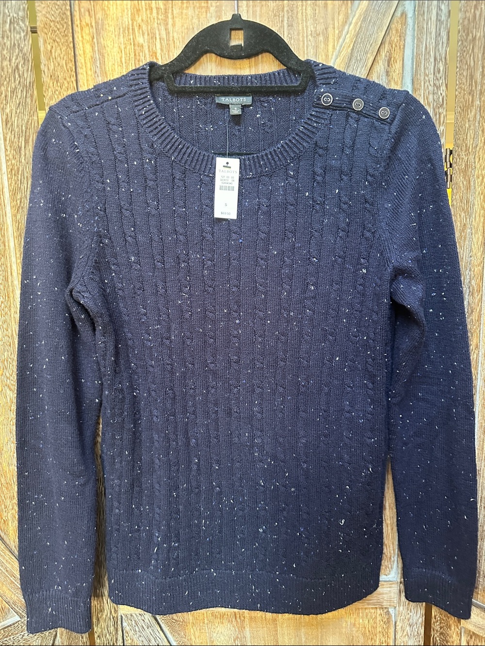 Talbots NWT Navy Speckle Crewneck Sweater New with Tags Women’s Size S